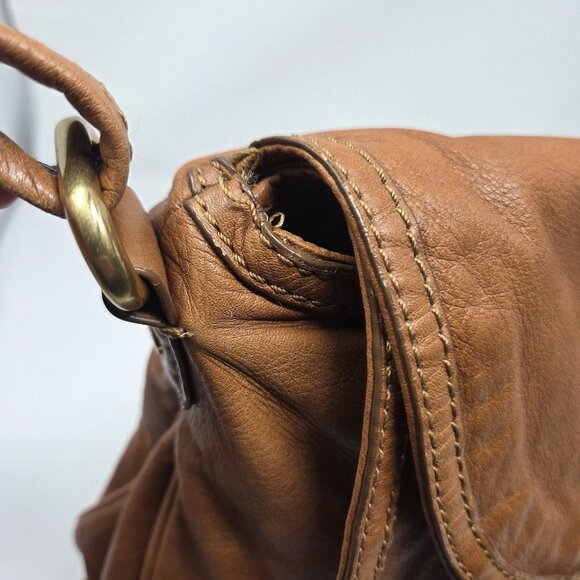 MARC BY MARC JACOBS Cognac Tan Cross Body Bag Leather Boho Slouchy Purse - Picture 8 of 14